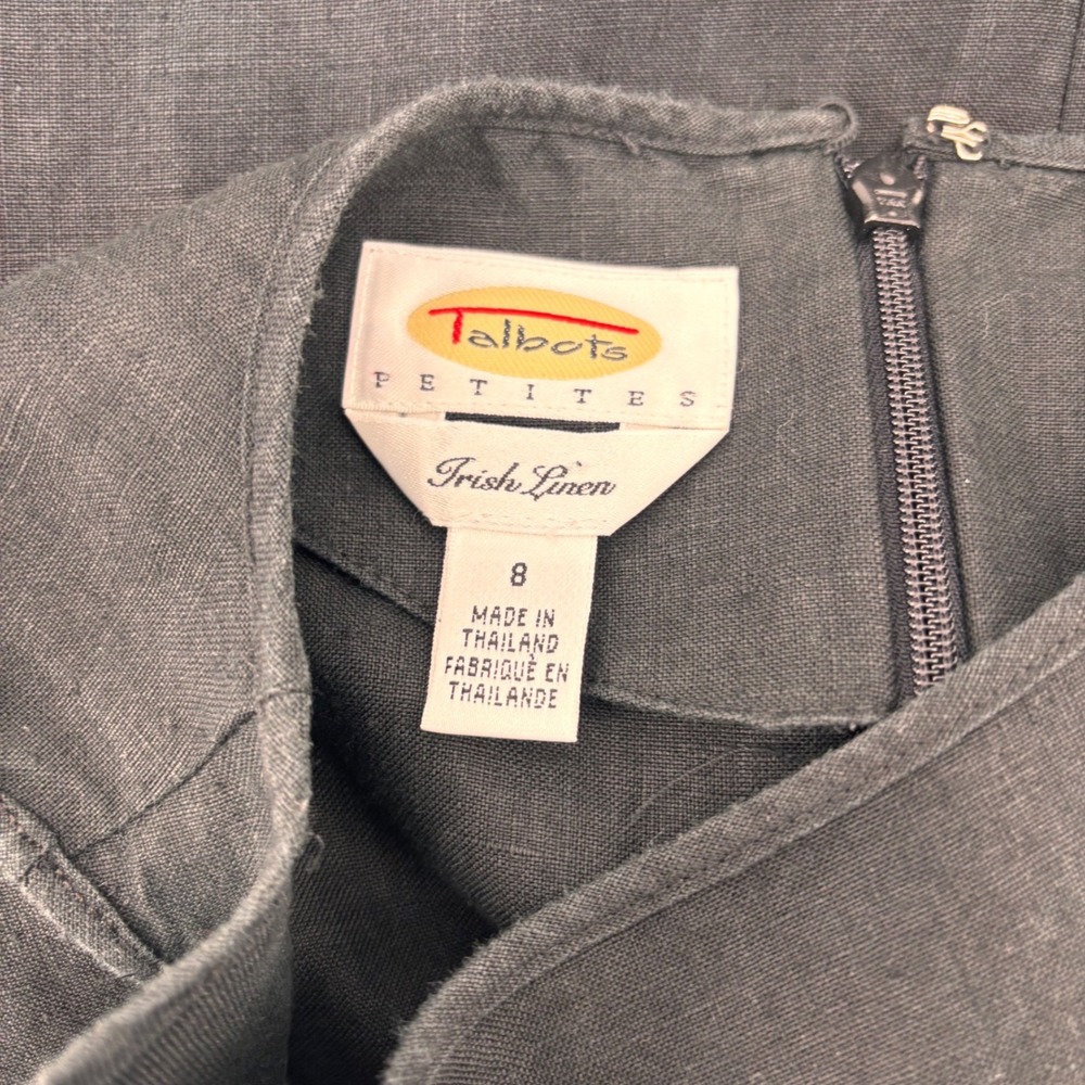 Talbots Petites Black Irish Linen Sleeveless Midi Shift Dress Side Slit Size 8P - Picture 8 of 10